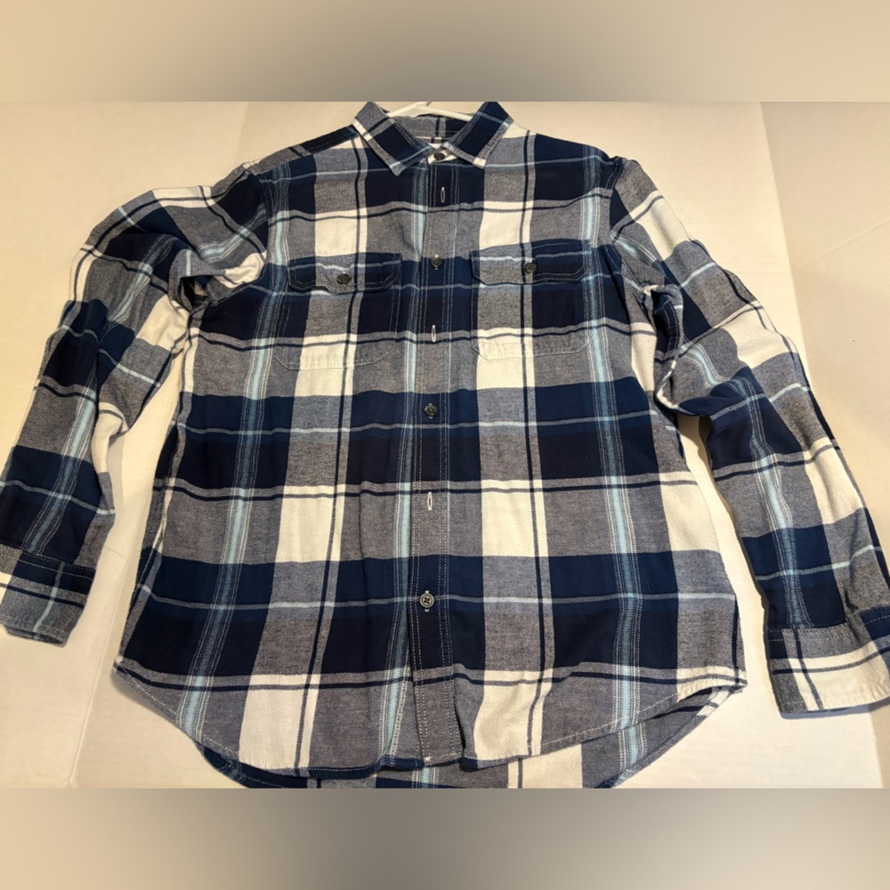 Mens Old Navy Small Long Sleeve Blue Plaid Flannel